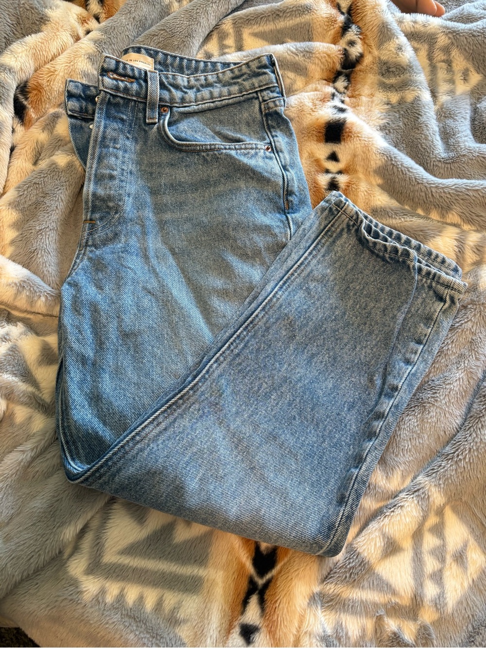 GRLFRND High-Rise Light Blue Straight-Leg Jeans